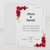 Elegant Red Rose Wedding Invitation Einladung (Vorne/Hinten)