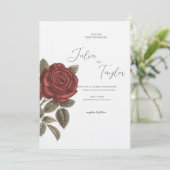 Elegant Red Rose Wedding Invitation Einladung (Stehend Vorderseite)