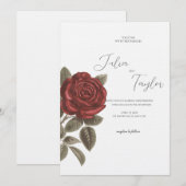 Elegant Red Rose Wedding Invitation Einladung (Vorne/Hinten)