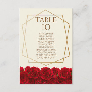 Elegant Red Roses and Gold Frame Cream Wedding Einladung