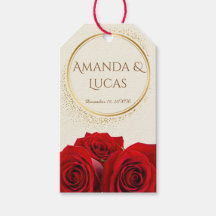 Elegant Red Roses and Gold Frame Cream Wedding 