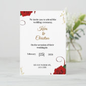 Elegant Red Roses Classic Wedding Invitation Einladung (Stehend Vorderseite)