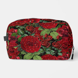 Elegant Red Roses Floral Pattern Makeup Bag Waschbeutel