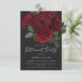 Elegant Red Roses Floral Retirement Party Einladung (Stehend Vorderseite)