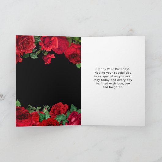 Elegant Red Roses Flowers Birthday Party Karte (Innenseite)