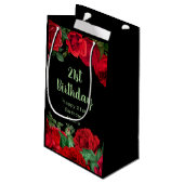 Elegant Red Roses Flowers Birthday Party Kleine Geschenktüte (Rückseite Schrägansicht)