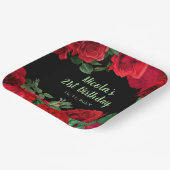 Elegant Red Roses Flowers Birthday Party Pappteller (Gewinkelt)