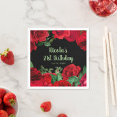 Elegant Red Roses Flowers Birthday Party Serviette (Beispiel)
