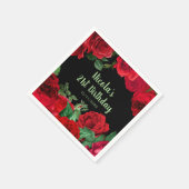 Elegant Red Roses Flowers Birthday Party Serviette (Ecke)
