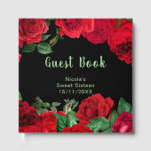 Elegant Red Roses Flowers Sweet Sixteen Gästebuch (Vorderseite)