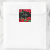 Elegant Red Roses Flowers Sweet Sixteen Quadratischer Aufkleber (Tasche)