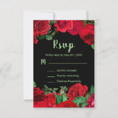 Elegant Red Roses Flowers Sweet Sixteen RSVP Karte (Vorderseite)