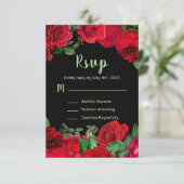 Elegant Red Roses Flowers Sweet Sixteen RSVP Karte (Stehend Vorderseite)