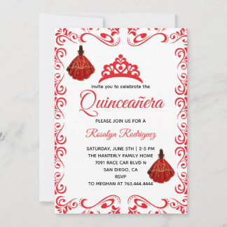 Elegant Red Royal Quinceañera Geburtstag Erwachsen Einladung