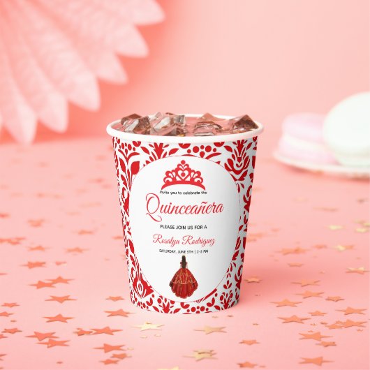 Elegant Red Royal Quinceñera Pappbecher (Insitu)