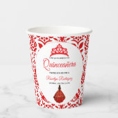 Elegant Red Royal Quinceñera Pappbecher (Rückseite)
