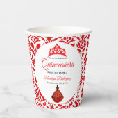 Elegant Red Royal Quinceñera Pappbecher (Vorderseite)