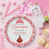Elegant Red Royal Quinceñera Pappteller (Party)