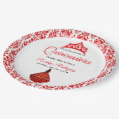 Elegant Red Royal Quinceñera Pappteller (Schrägansicht)