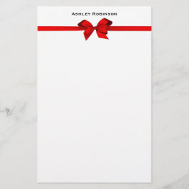 Elegant Red Satin Bow on White Briefpapier