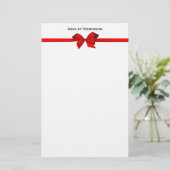 Elegant Red Satin Bow on White Briefpapier (Stehend Vorderseite)