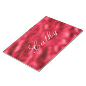 Elegant Red Satin Metallic Name Chic Hübsch Notizblock (angewinkelt)