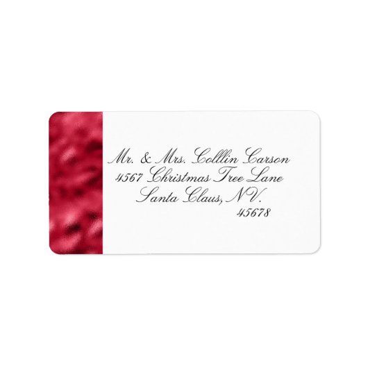 Elegant Red Satin Metallic Script Name Address Adressaufkleber (Vorne)