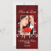 Elegant Red Satin Rette das DateYour-Foto Save The Date (Vorderseite)
