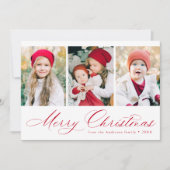 Elegant Red Script Frohe Weihnachten 3 Foto (Vorderseite)