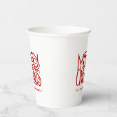 Elegant Red Script Frohe Weihnachten Custom Pappbecher (Rechts)