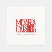 Elegant Red Script Frohe Weihnachten Custom Serviette (Vorderseite)