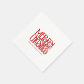 Elegant Red Script Frohe Weihnachten Custom Serviette (Ecke)