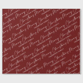 Elegant Red Script Merry Christmas Familienname Geschenkpapier (Flach)