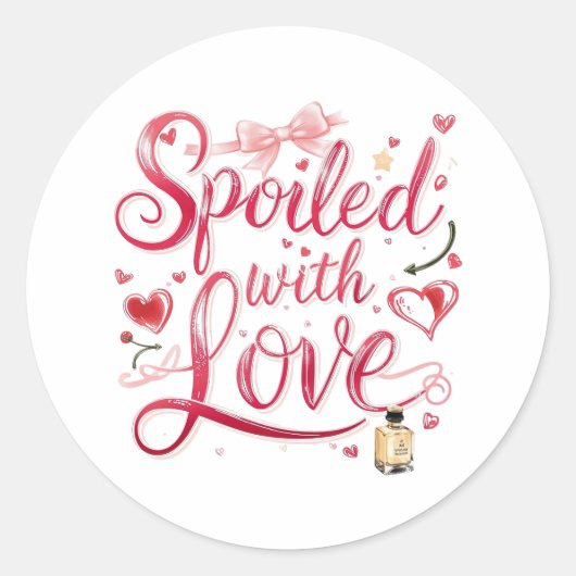 Elegant Red Script with Champagne Runder Aufkleber (Vorderseite)