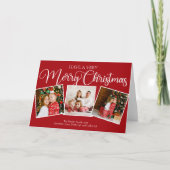 Elegant Red Sehr frohe Weihnachten 3 Foto Collage (Vorderseite)