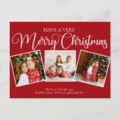 Elegant Red Sehr frohe Weihnachten 3 Foto Collage (Vorderseite)