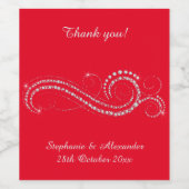 ELEGANT RED SILVER DIAMONON CUSTOMIZABLE WEINETIKETT (Einzelnes Label)