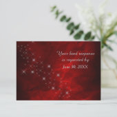 Elegant Red Silver Star Wedding RSVP Karte (Stehend Vorderseite)