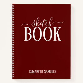 Elegant Red Sketch Book with name gift for her Notizblock