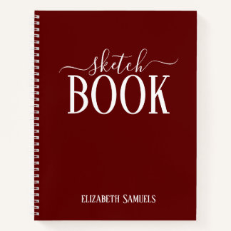 Elegant Red Sketch Book with name gift for her Notizblock