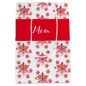 Elegant Red Snowflake Mittlere Geschenktüte (Rückseite)