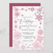 Elegant Red snowflakes Winter Wedding Einladung (Vorne/Hinten)