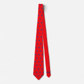 Elegant Red Tie with Embroidered-Effect Blue Stars Krawatte (Vorderseite)