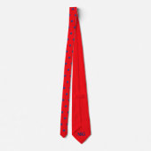 Elegant Red Tie with Embroidered-Effect Blue Stars Krawatte (Rückseite)