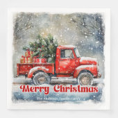 Elegant red truck Christmas scene party napkins Serviette (Vorderseite)