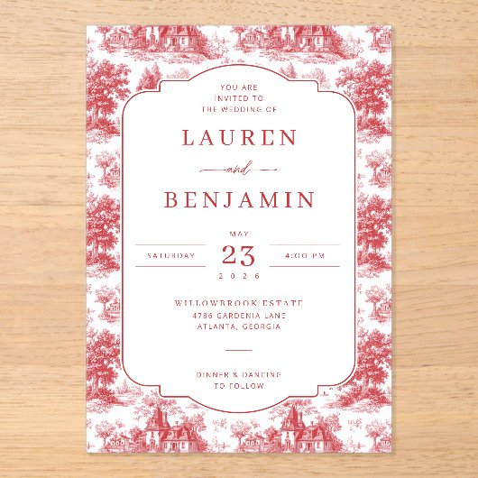 Elegant Red Vintage Houses Acryleinladungen (Vorderseite)