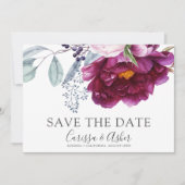Elegant Red Violet Green Floral Save the Date (Vorderseite)