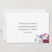 Elegant Red Violet Green Floral Save the Date (Rückseite)