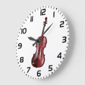 Elegant Red Violin Musical Instrument Große Wanduhr (Winkel)