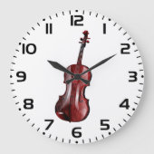 Elegant Red Violin Musical Instrument Große Wanduhr (Vorderseite)